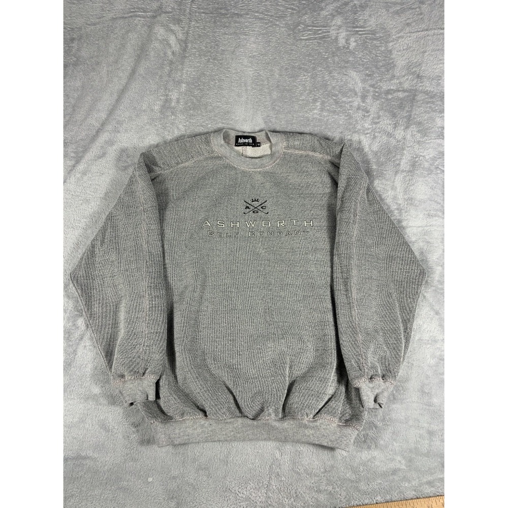Ashworth Golf Company Sweatshirt 1990s Mens M Gray Long Sleeve Classic Fit